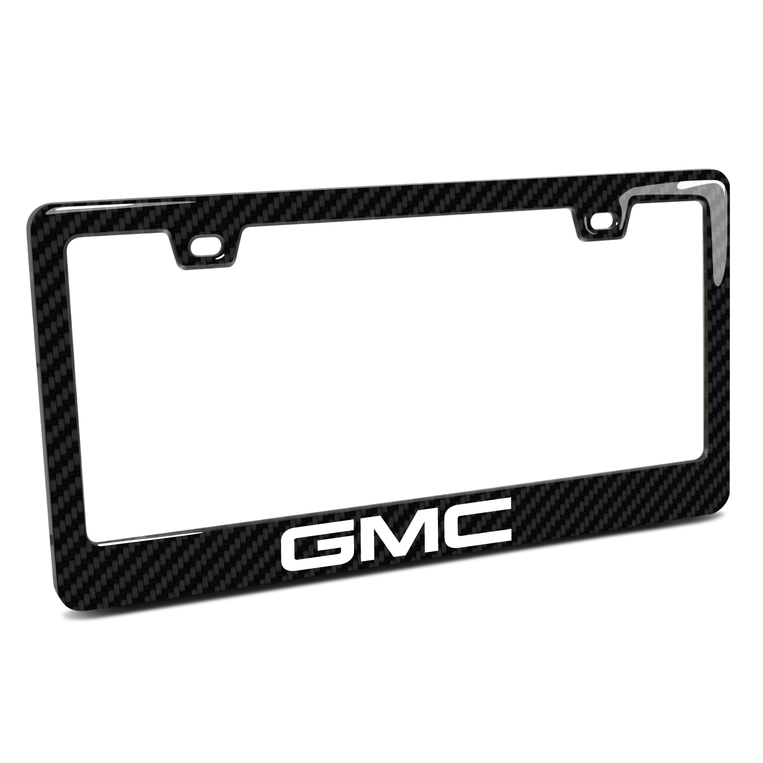 GMC in 3D on Real 3K Carbon Fiber Finish ABS Plastic License Plate Frame