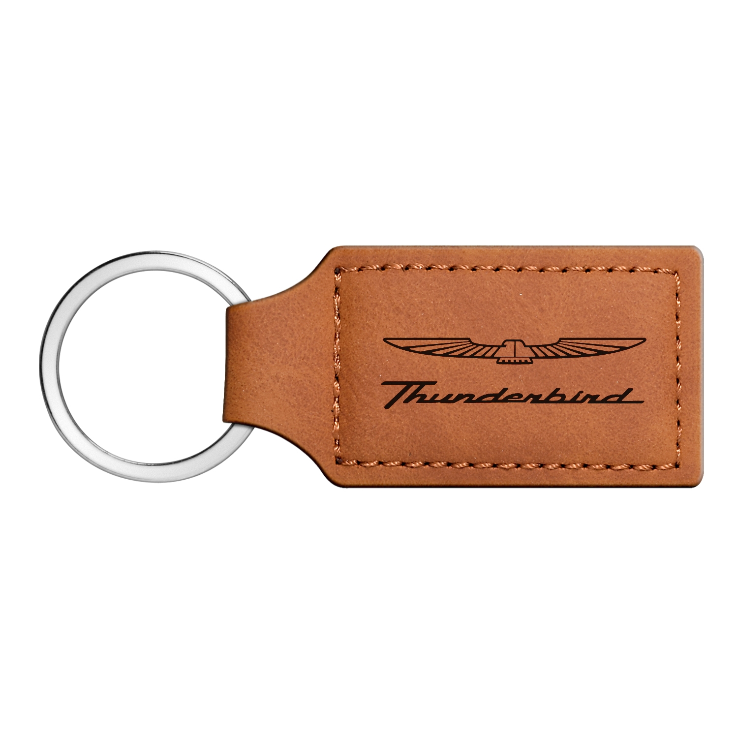 Ford Thunderbird Rectangular Brown Leather Key Chain
