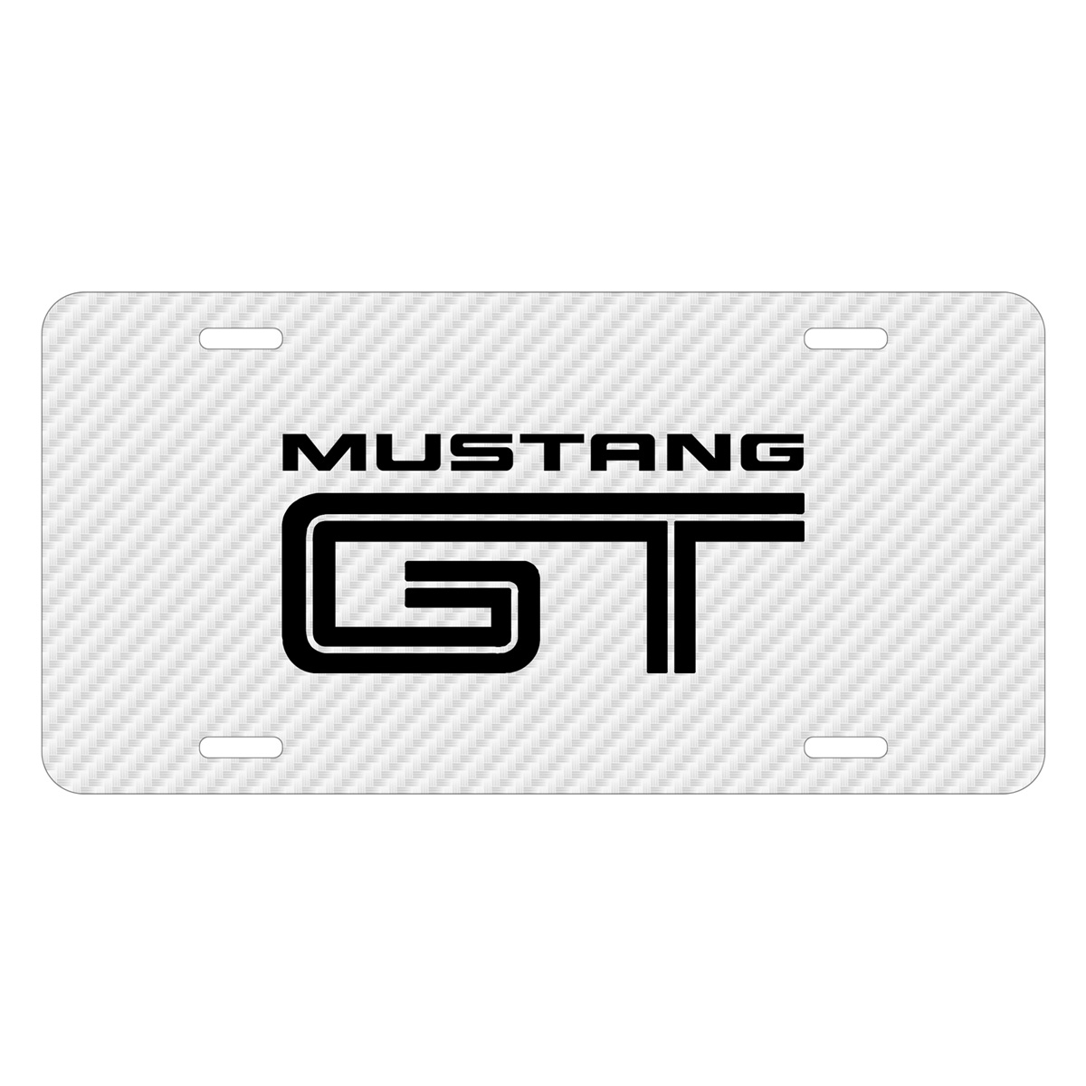 Ford Mustang GT White Carbon Fiber Texture Graphic UV Metal License Plate