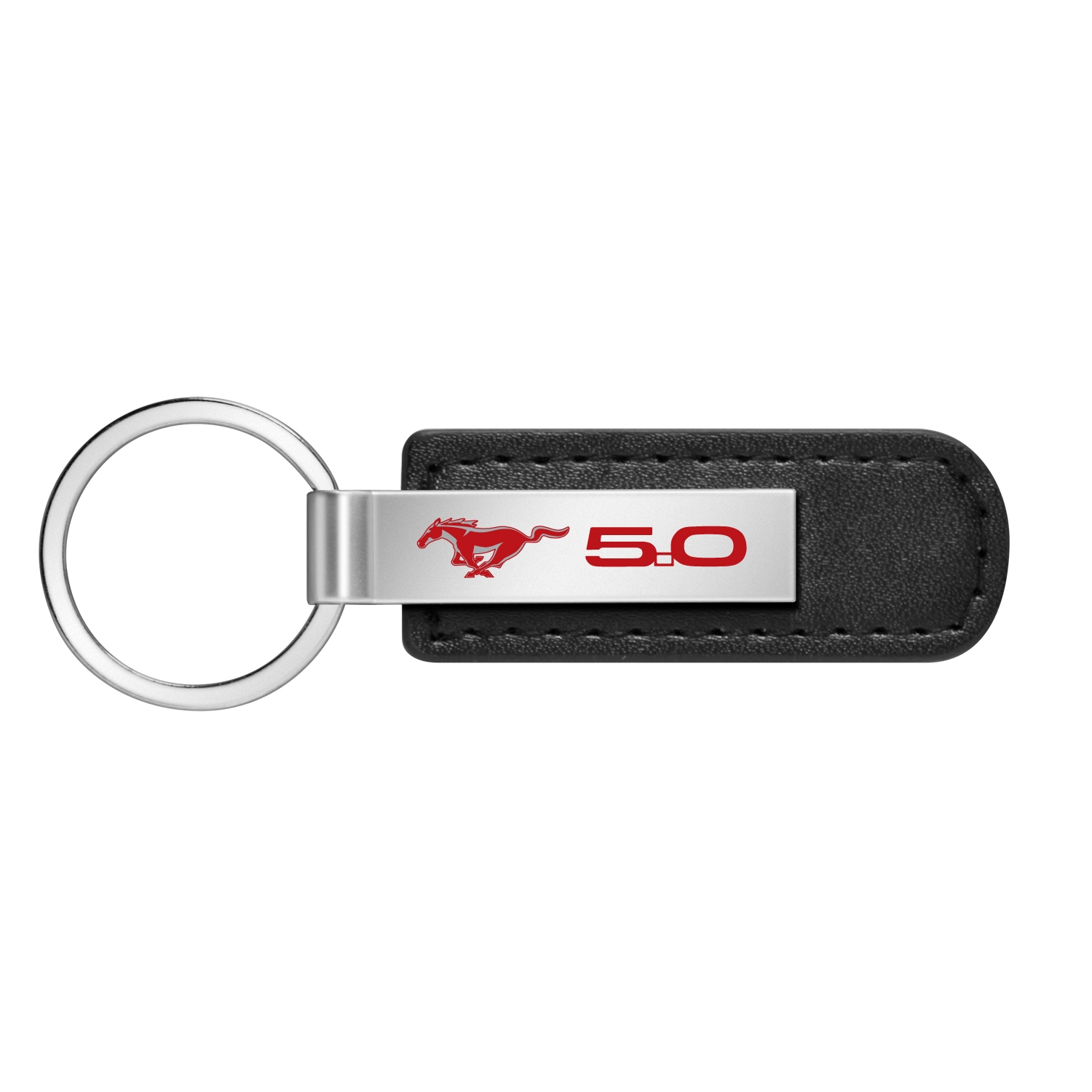 Ford Mustang GT 5.0 in Red Black Leather Strap Key Chain