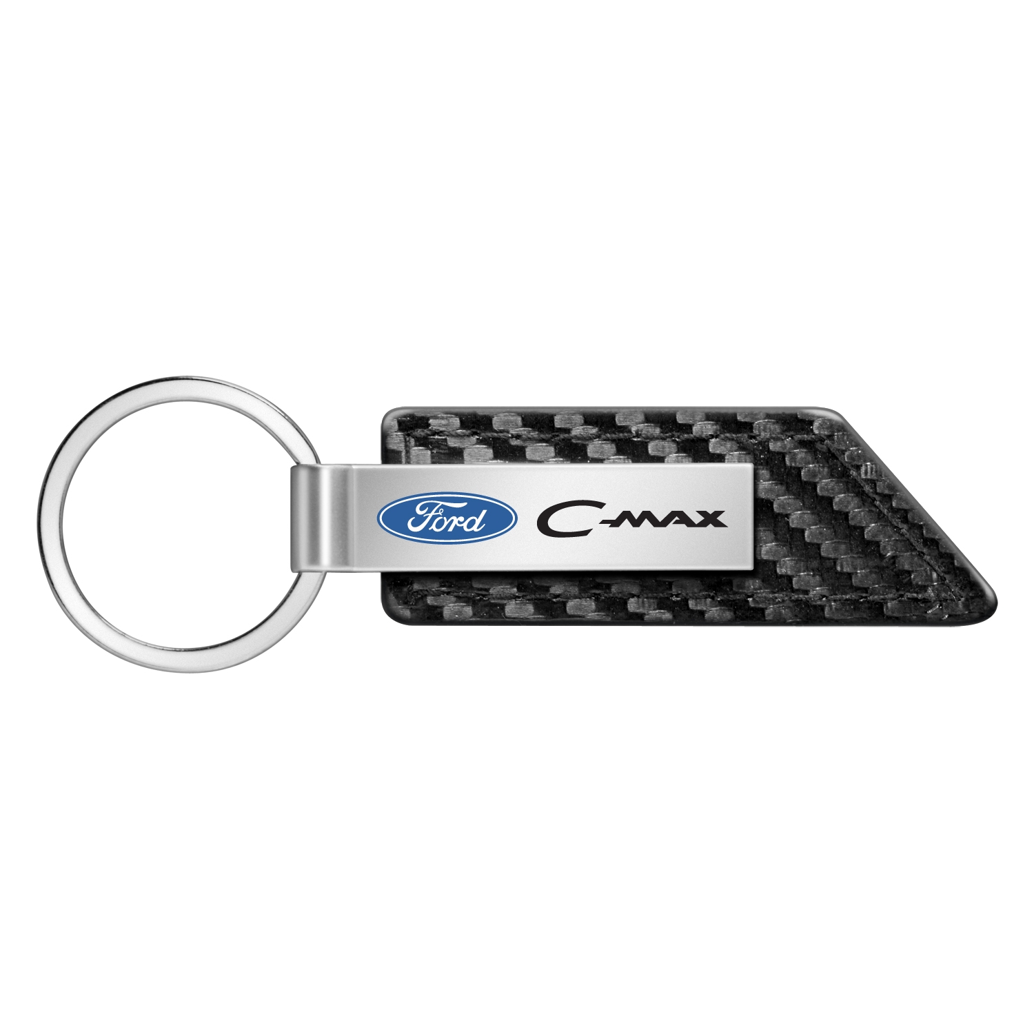 Ford C-Max Carbon Fiber Texture Black Leather Strap Key Chain