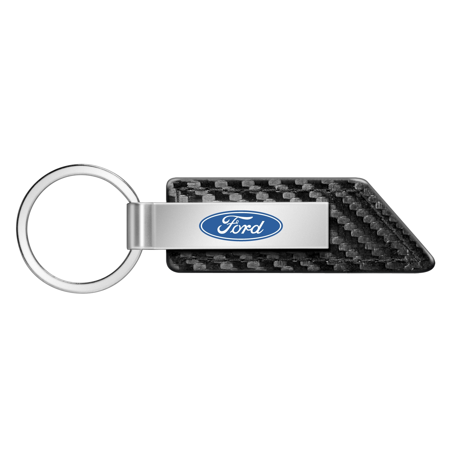 Ford Logo Carbon Fiber Texture Black Leather Strap Key Chain