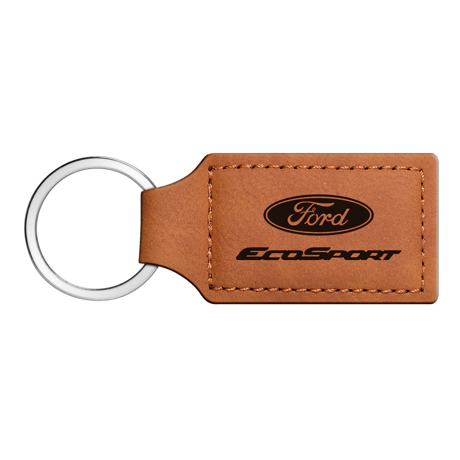 Ford EcoSport Rectangular Brown Leather Key Chain