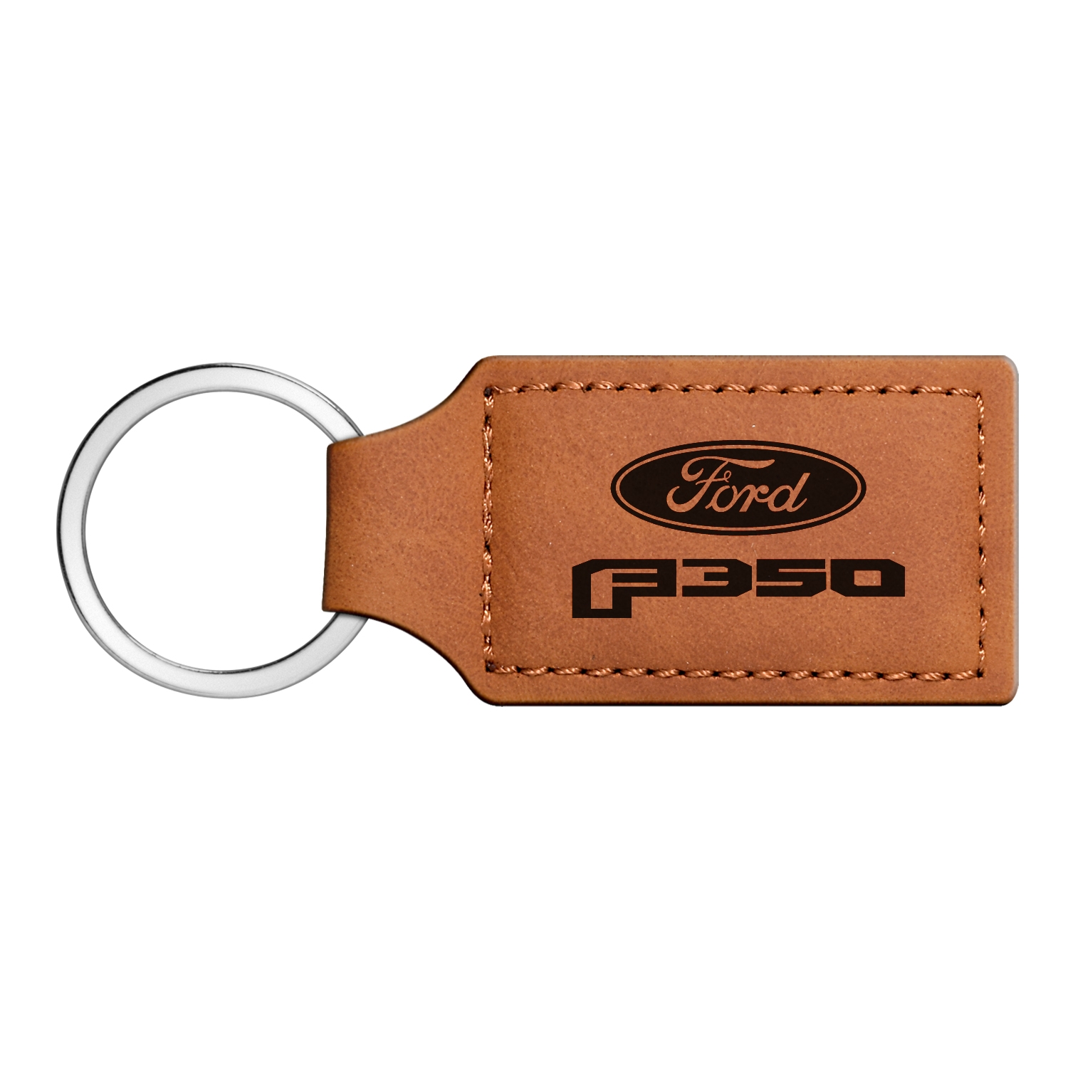 Ford F350 Rectangular Brown Leather Key Chain