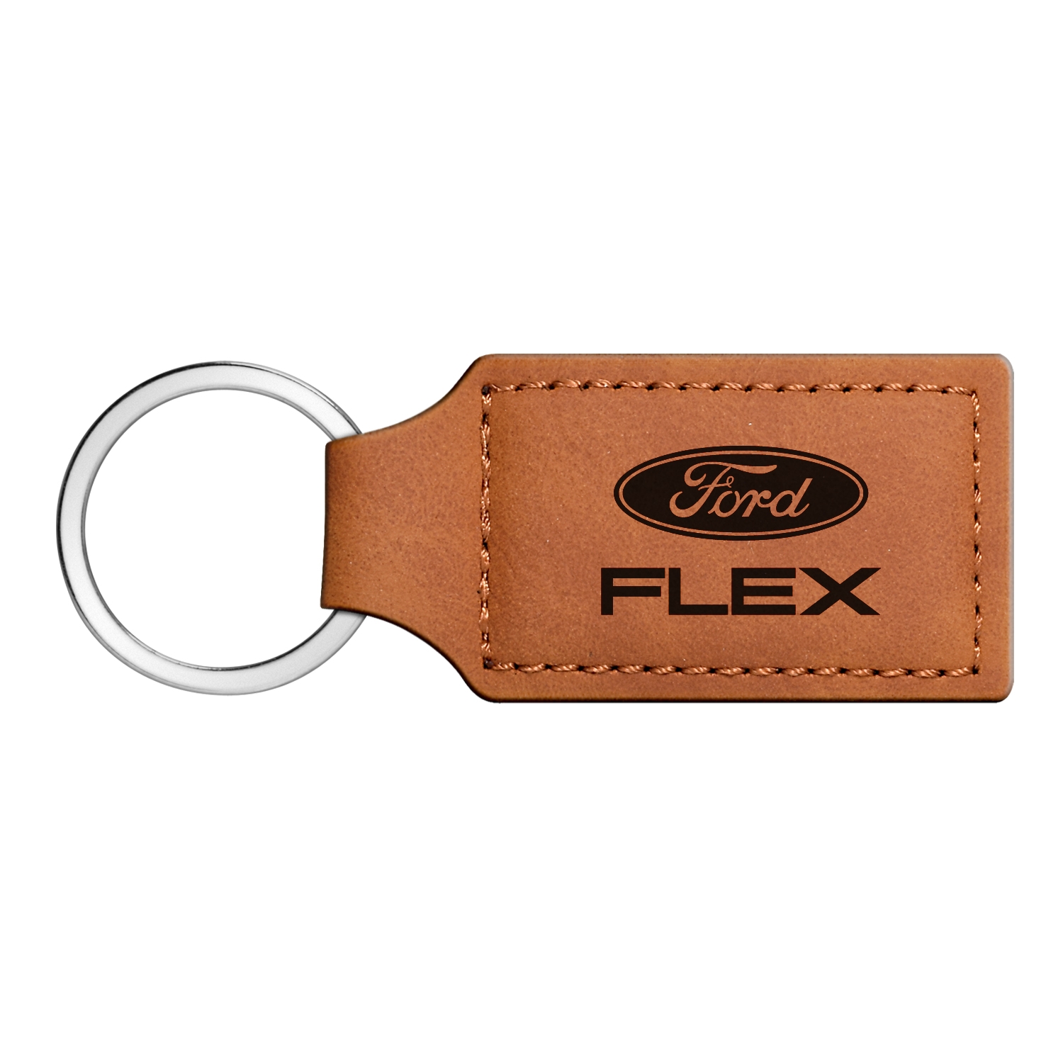 Ford Flex Rectangular Brown Leather Key Chain