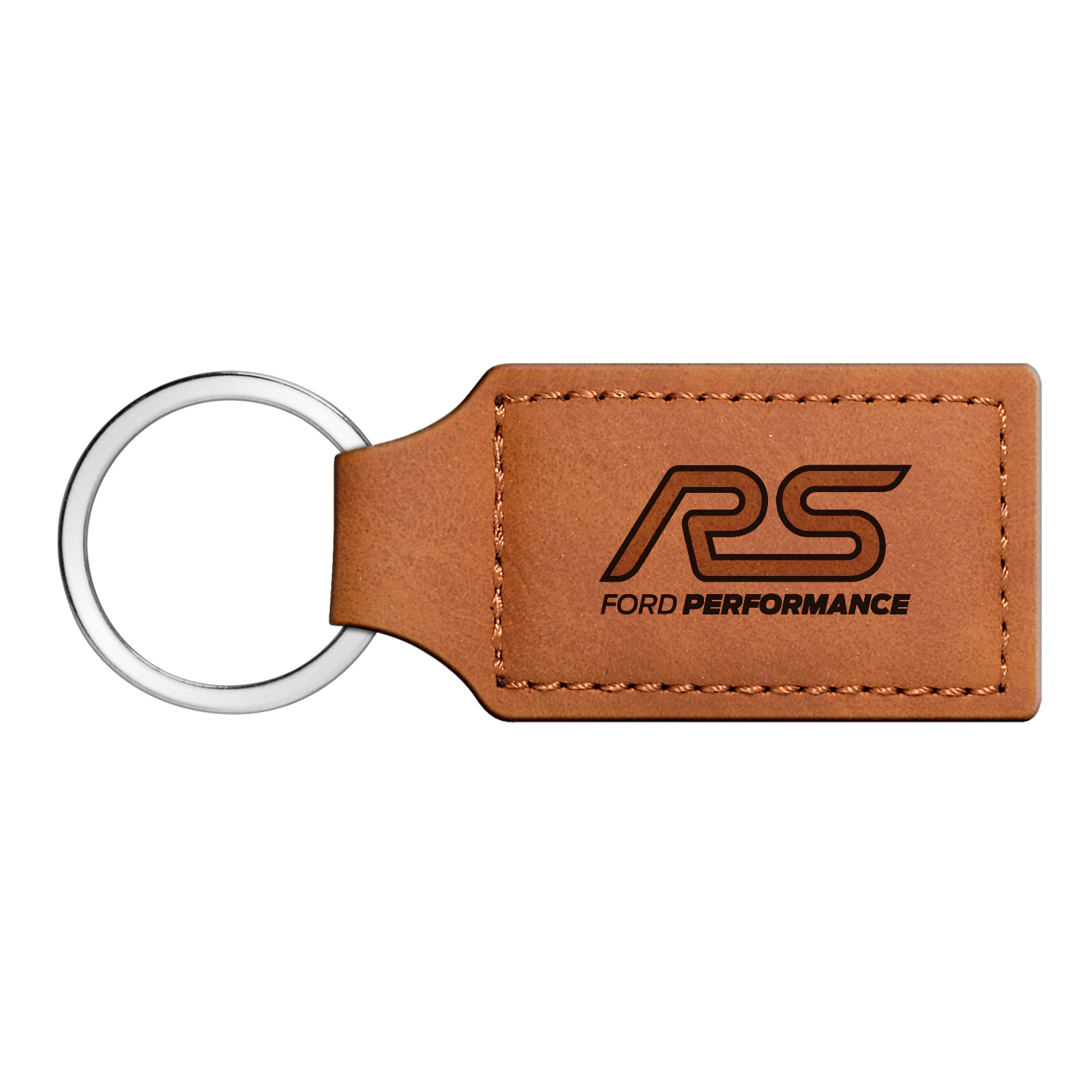 Ford Focus RS Rectangular Brown Leather Key Chain