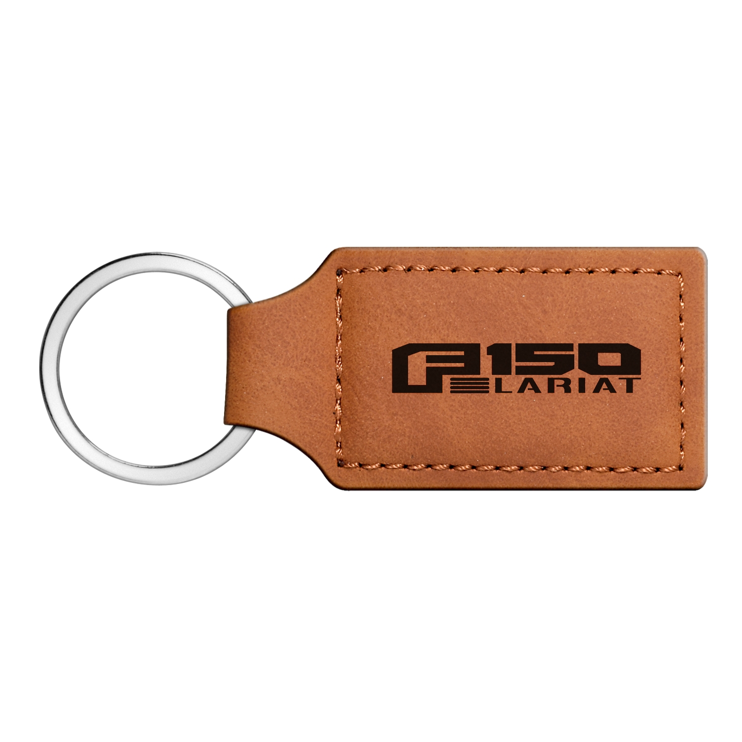 Ford F150 Lariat Rectangular Brown Leather Key Chain