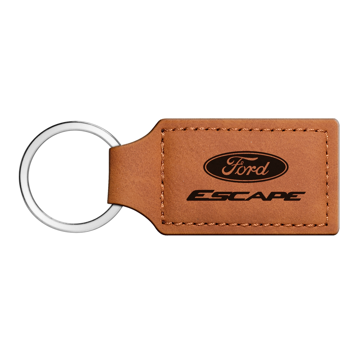 Ford Escape Rectangular Brown Leather Key Chain