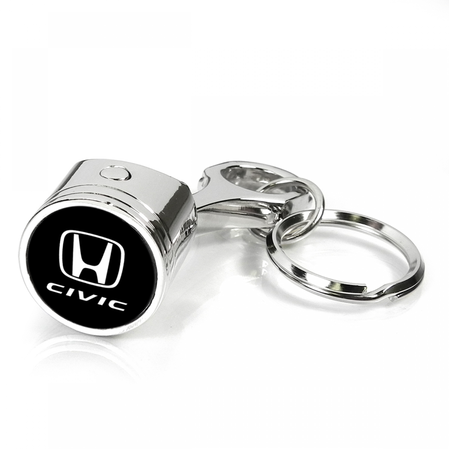 Honda Civic Piston Style Chrome Metal Key Chain