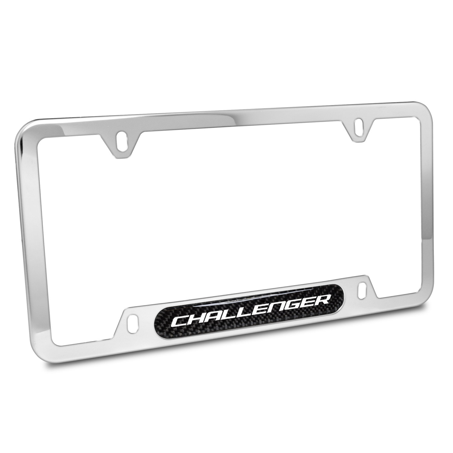 Dodge Challenger Real Carbon Fiber Nameplate Chrome Stainless Steel License Plate Frame