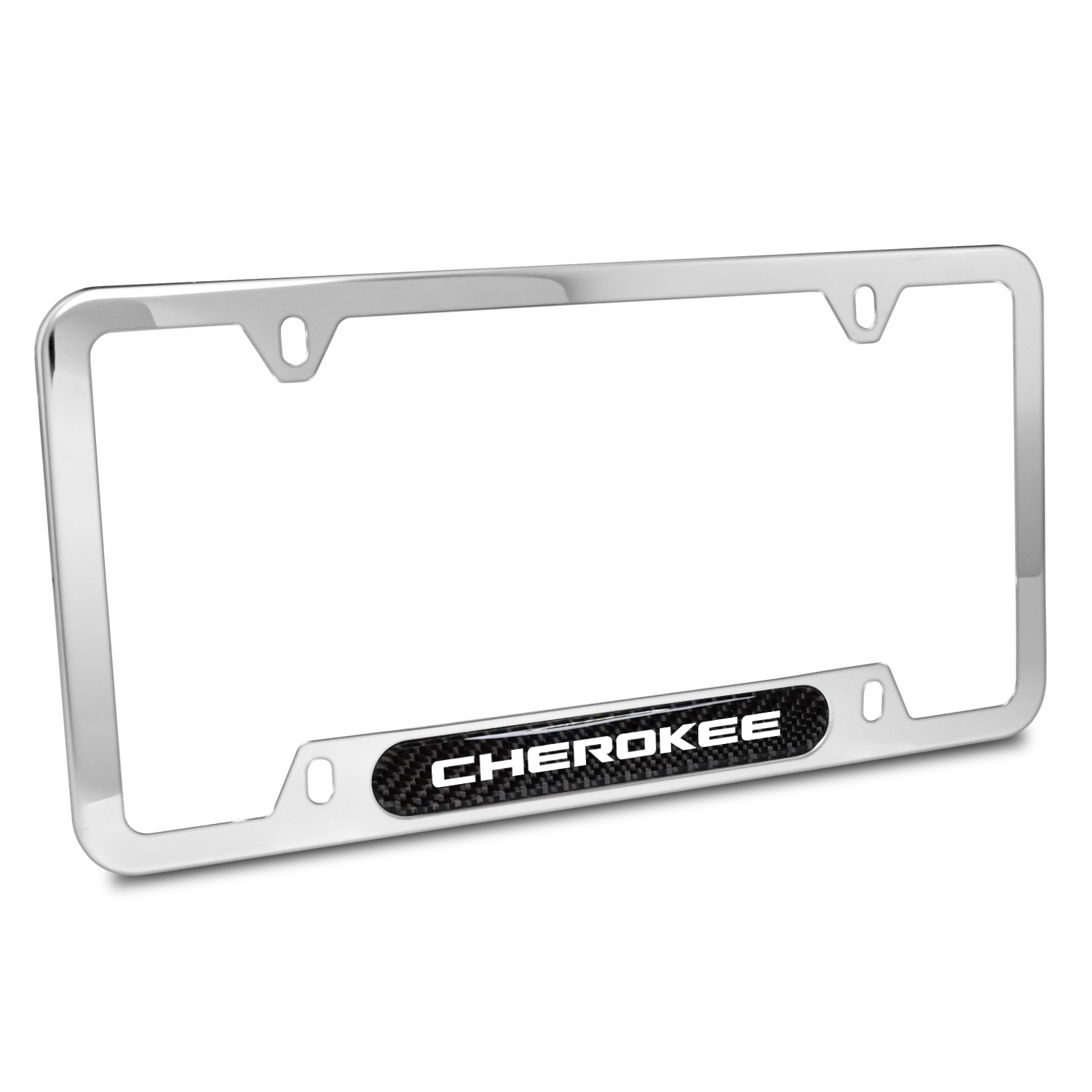 Jeep Cherokee Real Carbon Fiber Nameplate Chrome Stainless Steel License Plate Frame