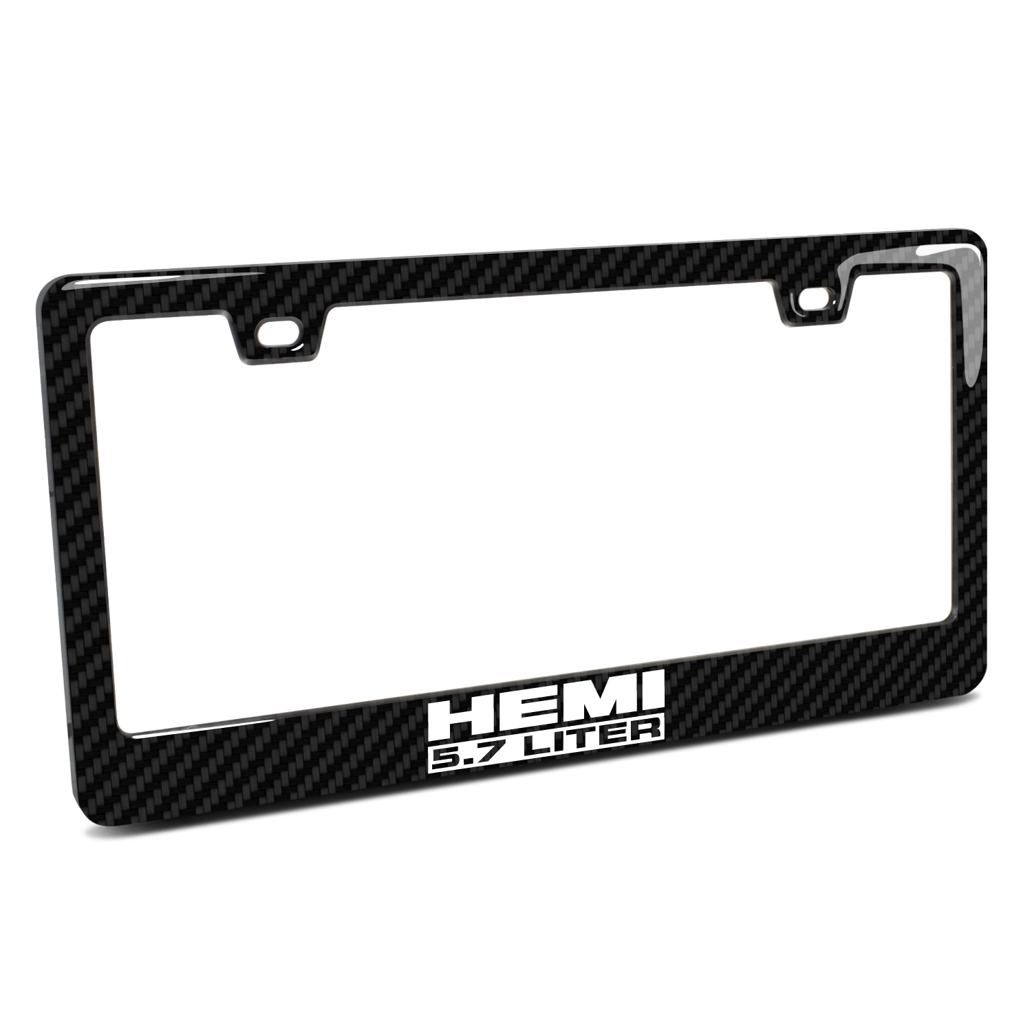 HEMI 5.7 Liter Black Real 3K Carbon Fiber Finish ABS Plastic License Plate Frame