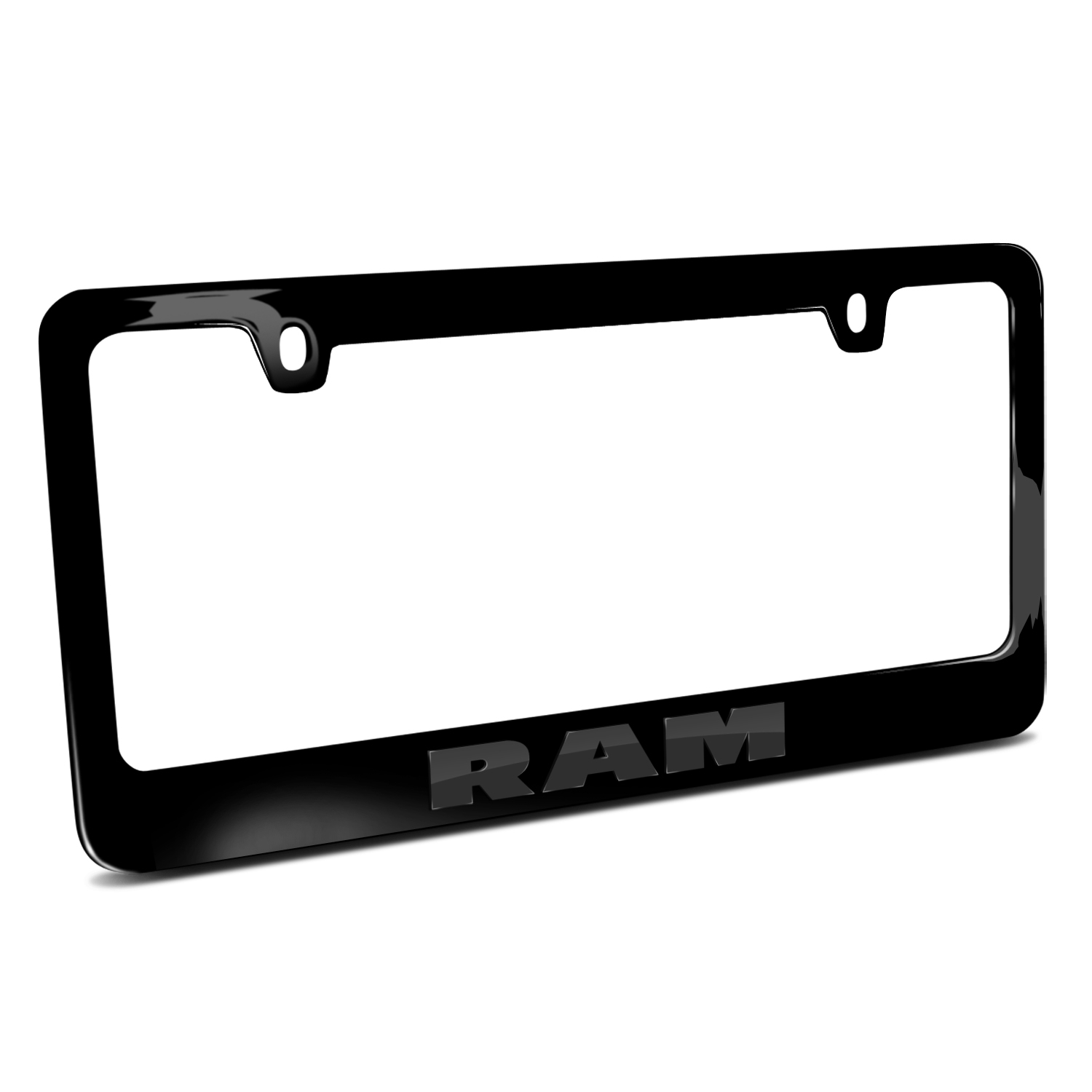 RAM in 3D Black on Black Metal License Plate Frame