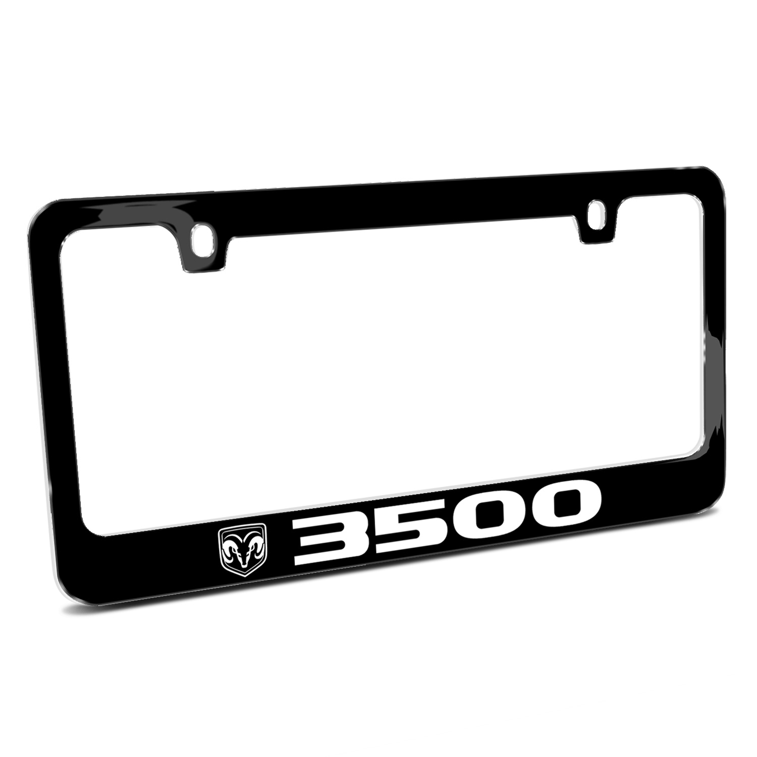 RAM 3500 Logo Black Metal License Plate Frame