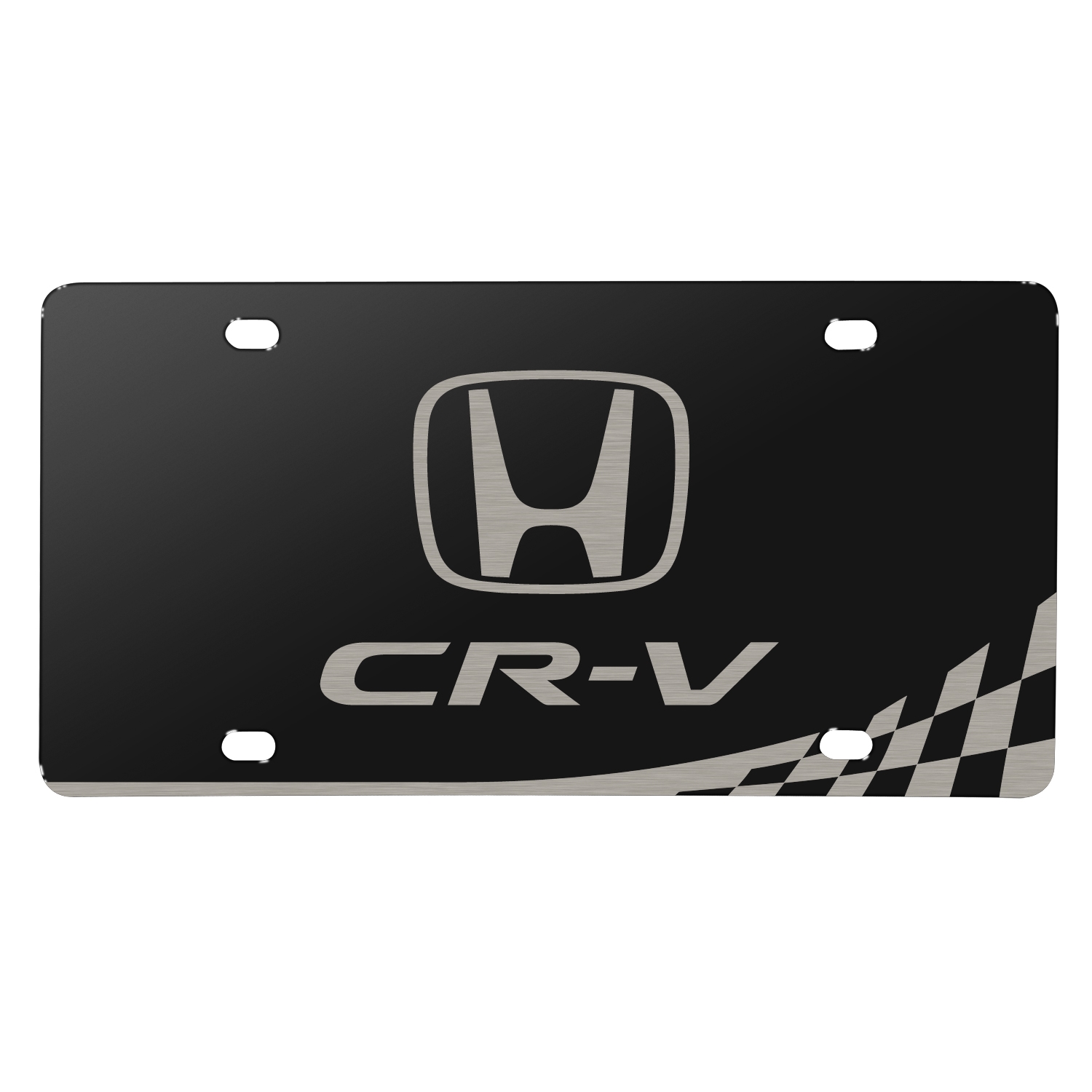 Honda Logo CR-V Matt-Look Laser Etched Checker Stripe Black Acrylic License Plate