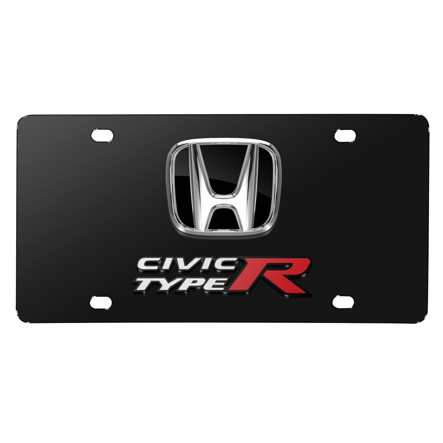 Honda Civic Type-R 3D Black Logo Dual Black Stainless Steel License Plate