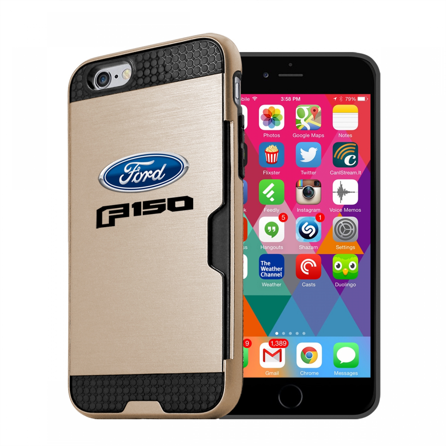 Ford F-150 2015 up iPhone 6 6s Ultra Thin TPU Golden Phone Case with Credit Card Slot Wallet