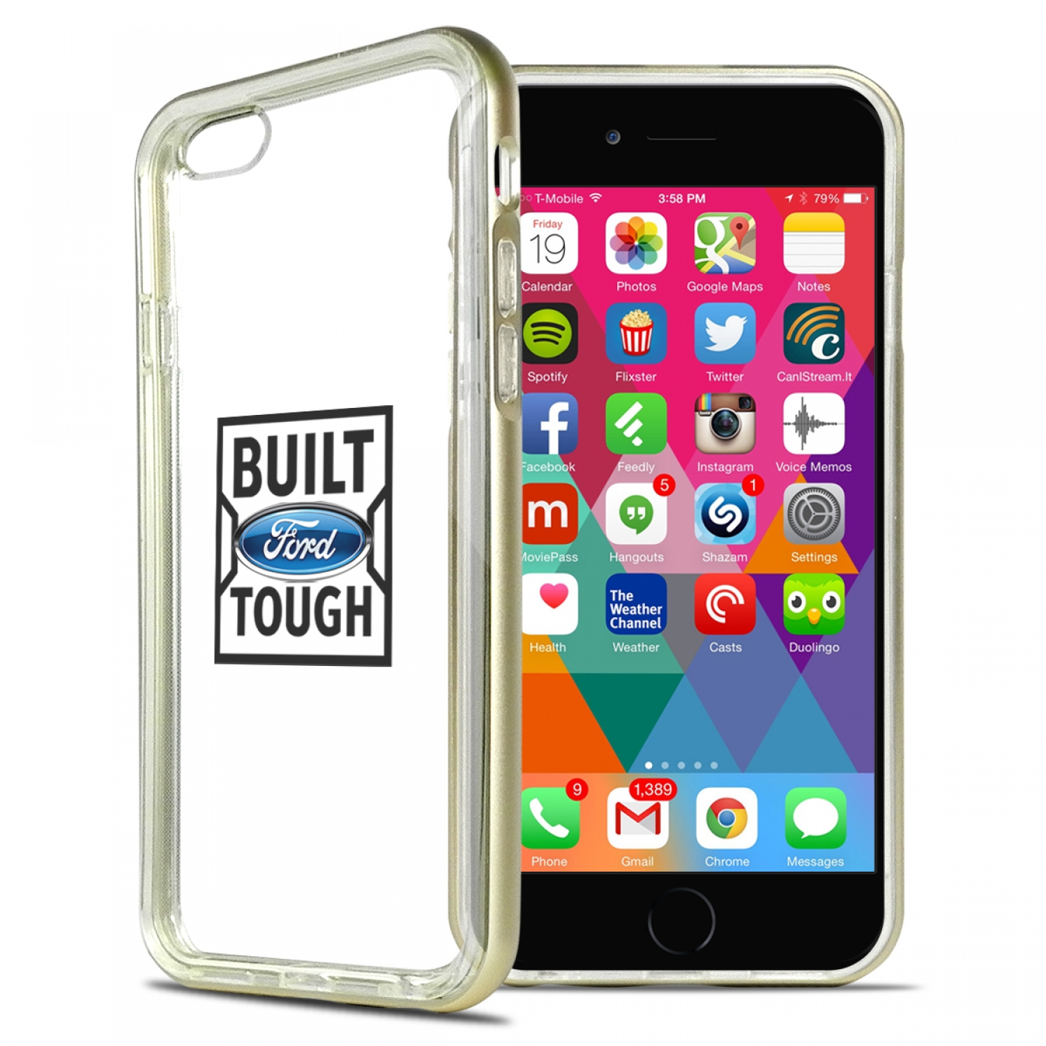 Ford Built Ford Tough iPhone 6 6s Shockproof Clear TPU Case with Gold Metal Bumper Hybrid Phone Case
