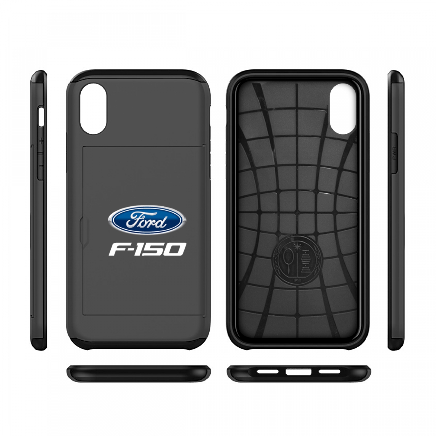 Ford F-150 iPhone X Black Shockproof with Card Holder Cell Phone Case